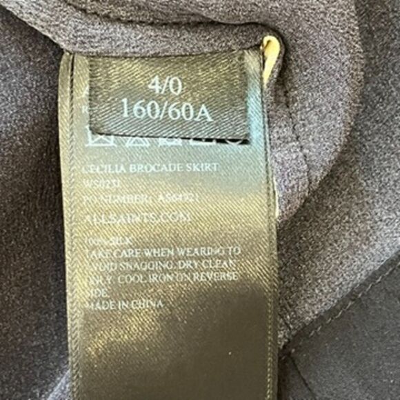 All Saints Wrap Skirt Asymmetrical Black Silk Size 4 Avant Garde Artsy - Picture 6 of 6